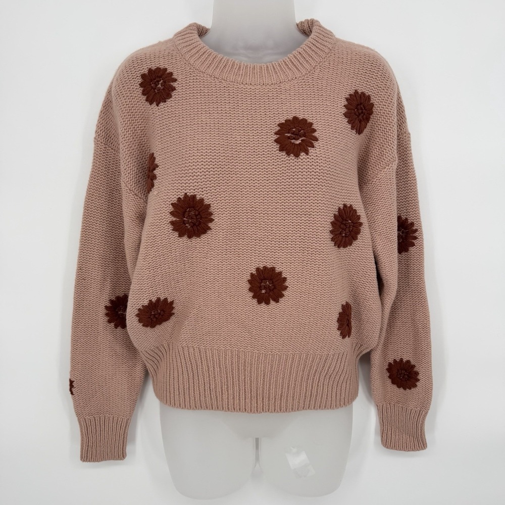 Madewell Sz S Flower Embroidered Pullover Sweater Merino Wool & Alpaca Blend - Picture 3 of 9